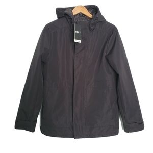 NEW DKNY Mens Jacket Black Full-Zip Hooded Jacket
